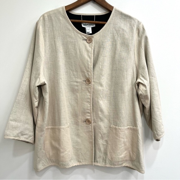 Ellen Orton linen blend reversible pants set tan black jacket plus size 1X - Picture 5 of 16